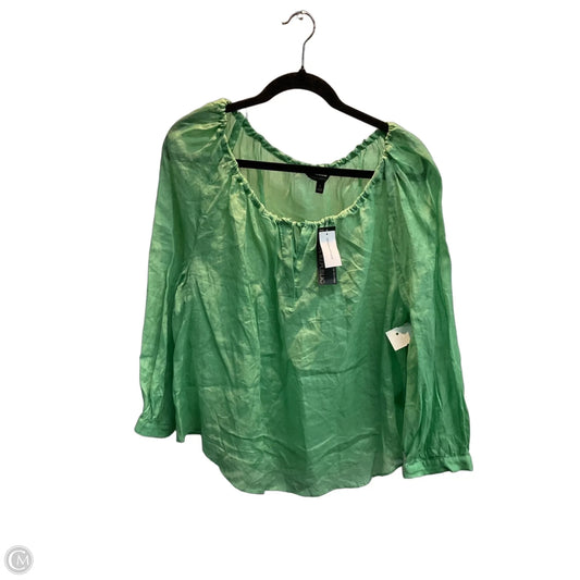 Blouse 3/4 Sleeve By Banana Republic In Green, Size: L