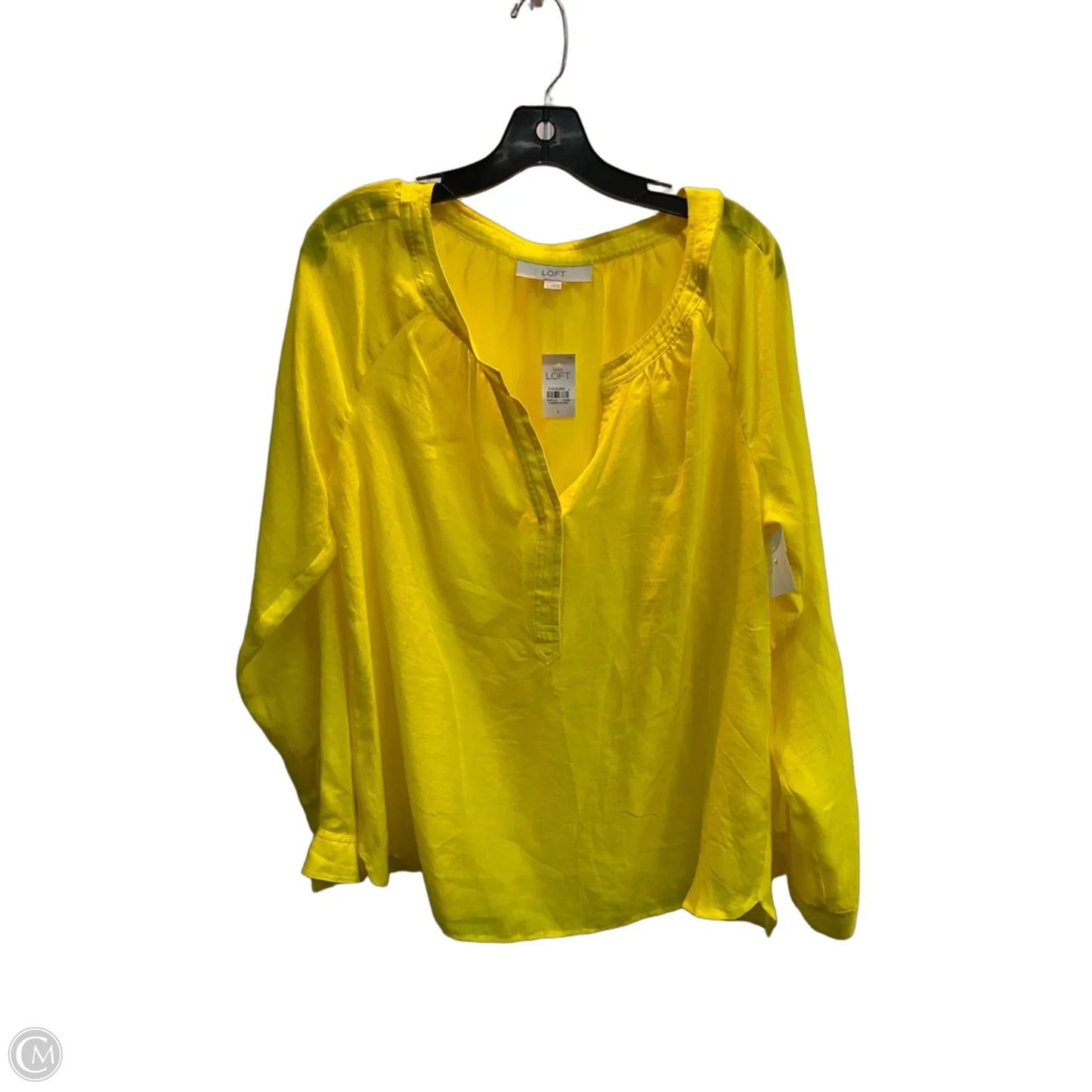 Blouse Long Sleeve By Loft In Yellow, Size: L