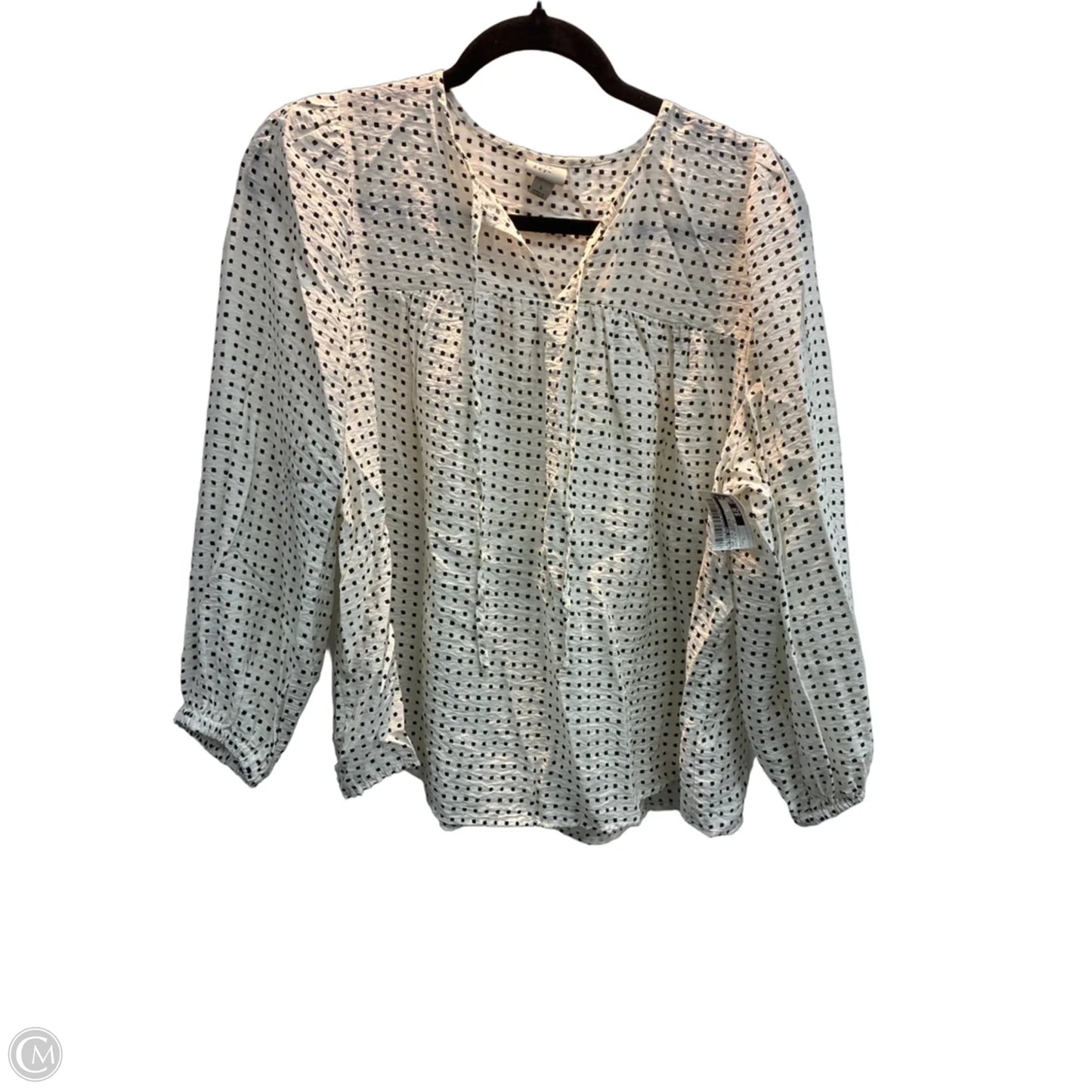 Top 3/4 Sleeve By A New Day In Black & Cream, Size: L