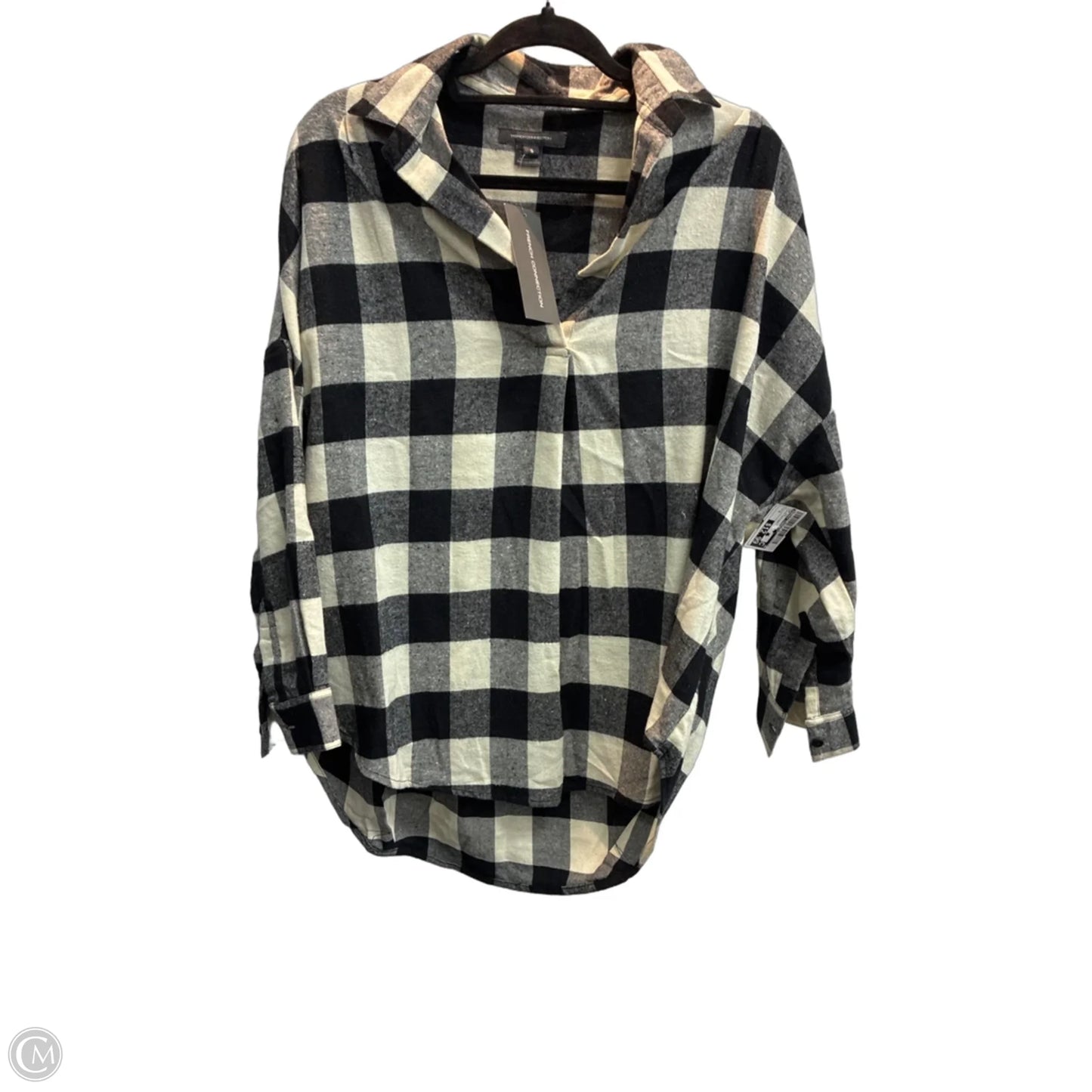 Top Long Sleeve By French Connection In Plaid Pattern, Size: S
