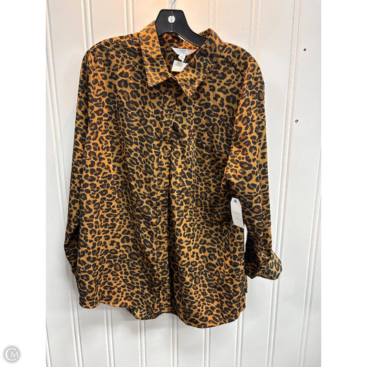 Blouse Long Sleeve By Time And Tru In Animal Print, Size: Xl