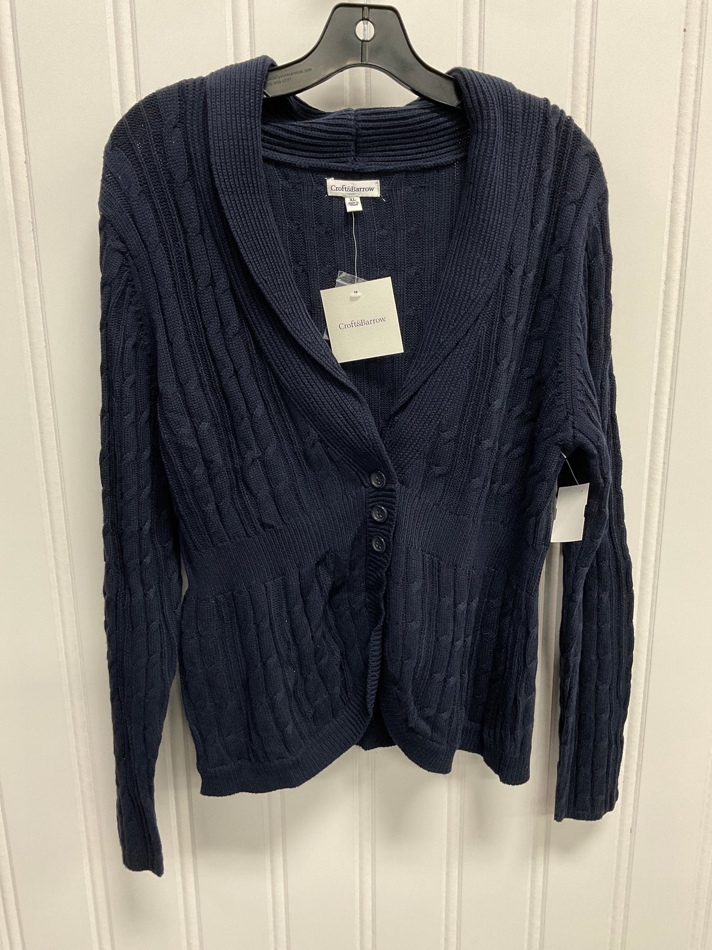 Sweater Cardigan By Croft And Barrow In Navy, Size:Xl