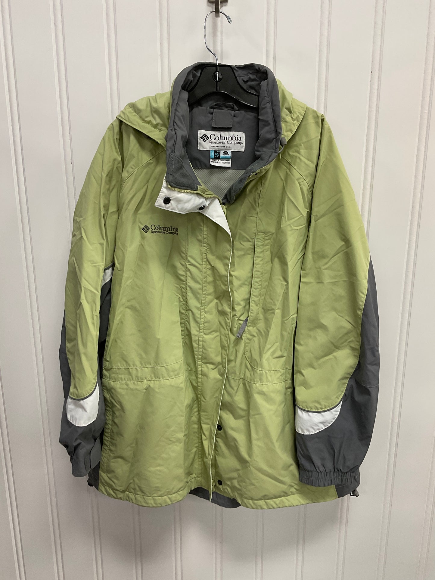 Coat Raincoat By Columbia In Green & Grey, Size:2X