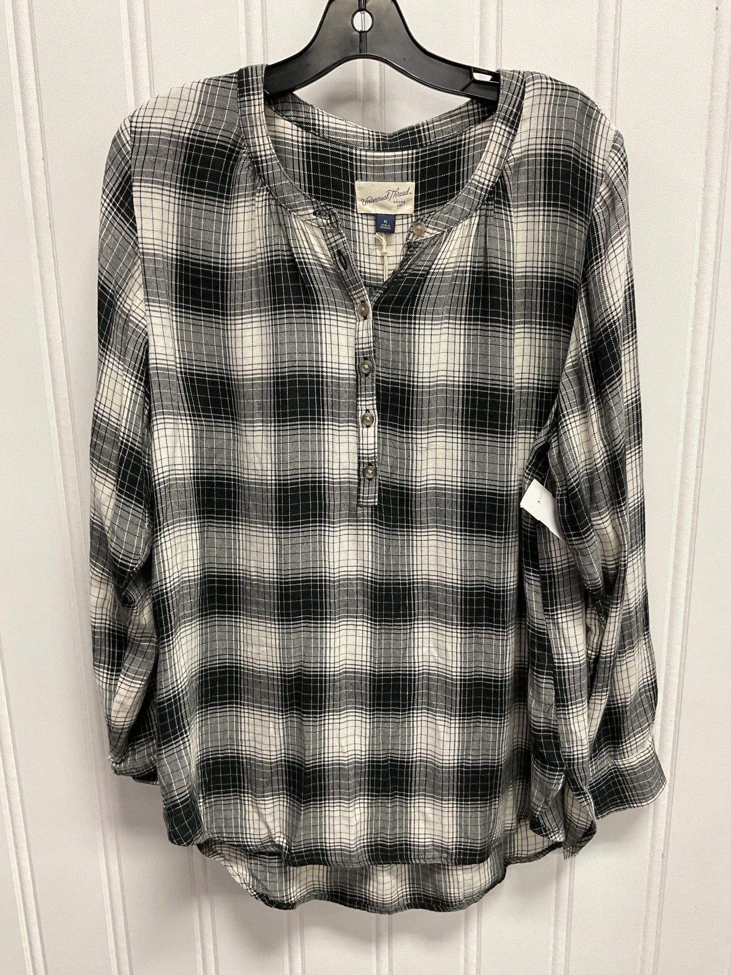 Top Ls By Universal Thread In Black & Cream, Size:Xl
