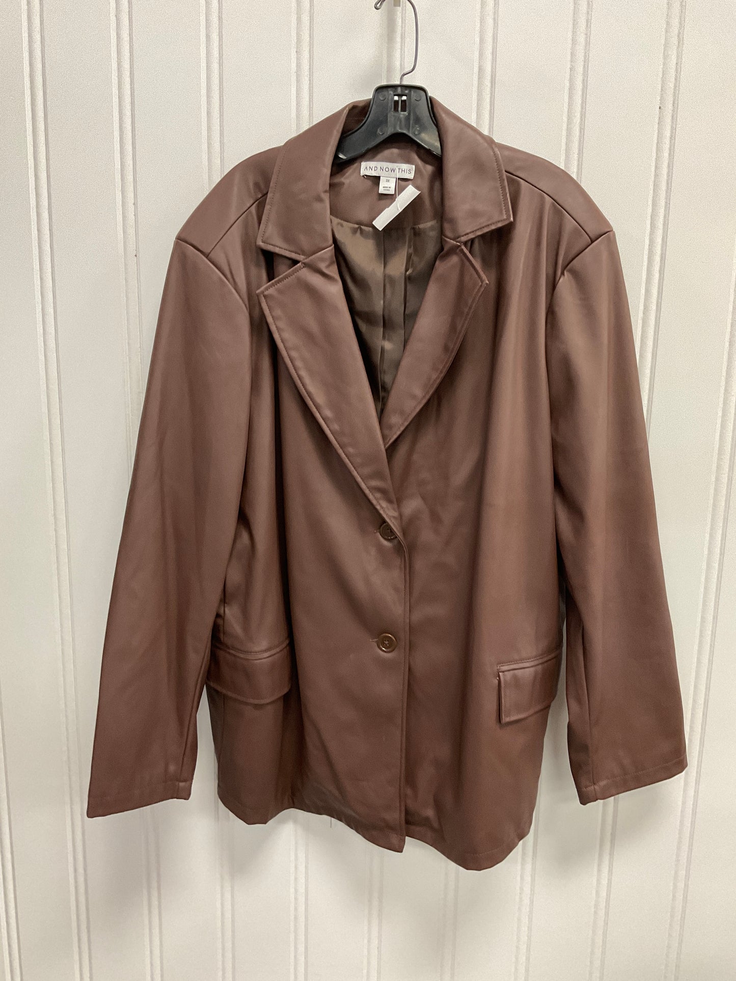Blazer By Clothes Mentor In Brown, Size:3X