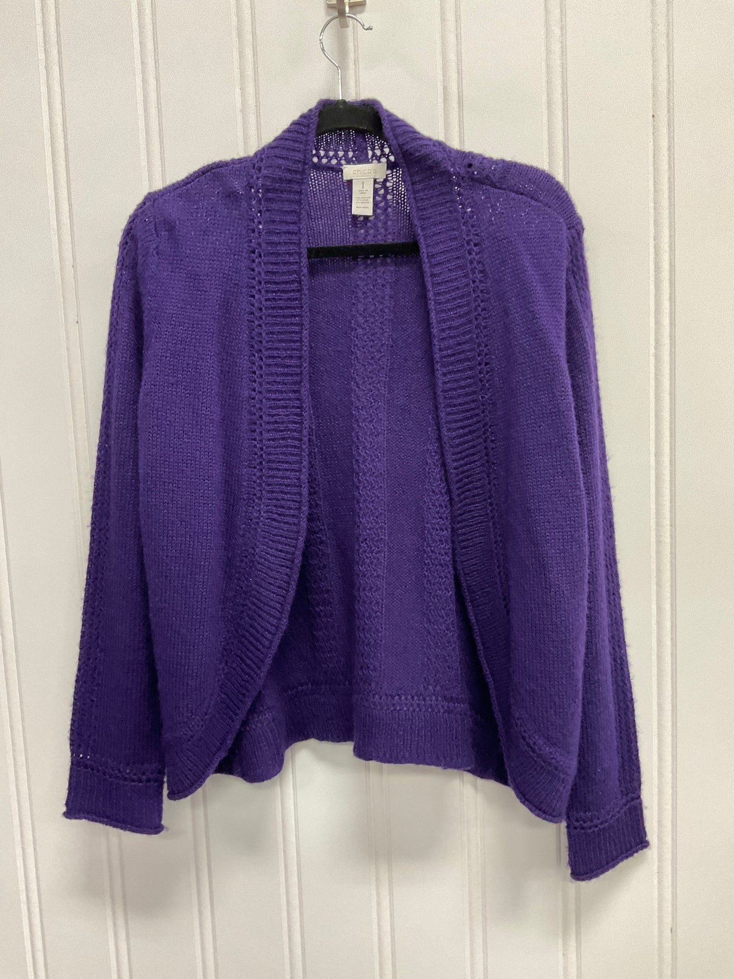 Sweater Cardigan By Chicos In Purple, Size:M