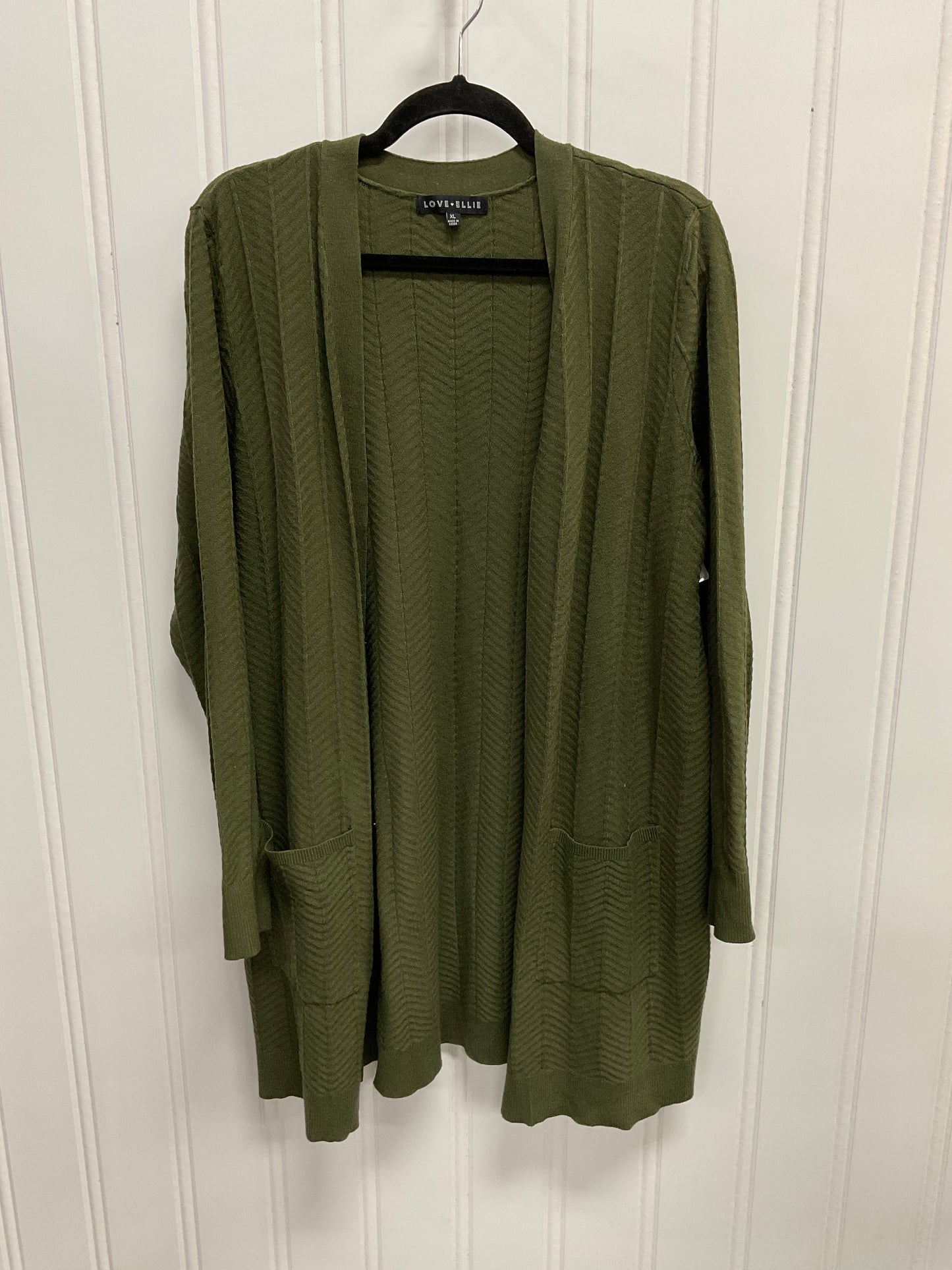 Sweater Cardigan By Clothes Mentor In Green, Size:Xl