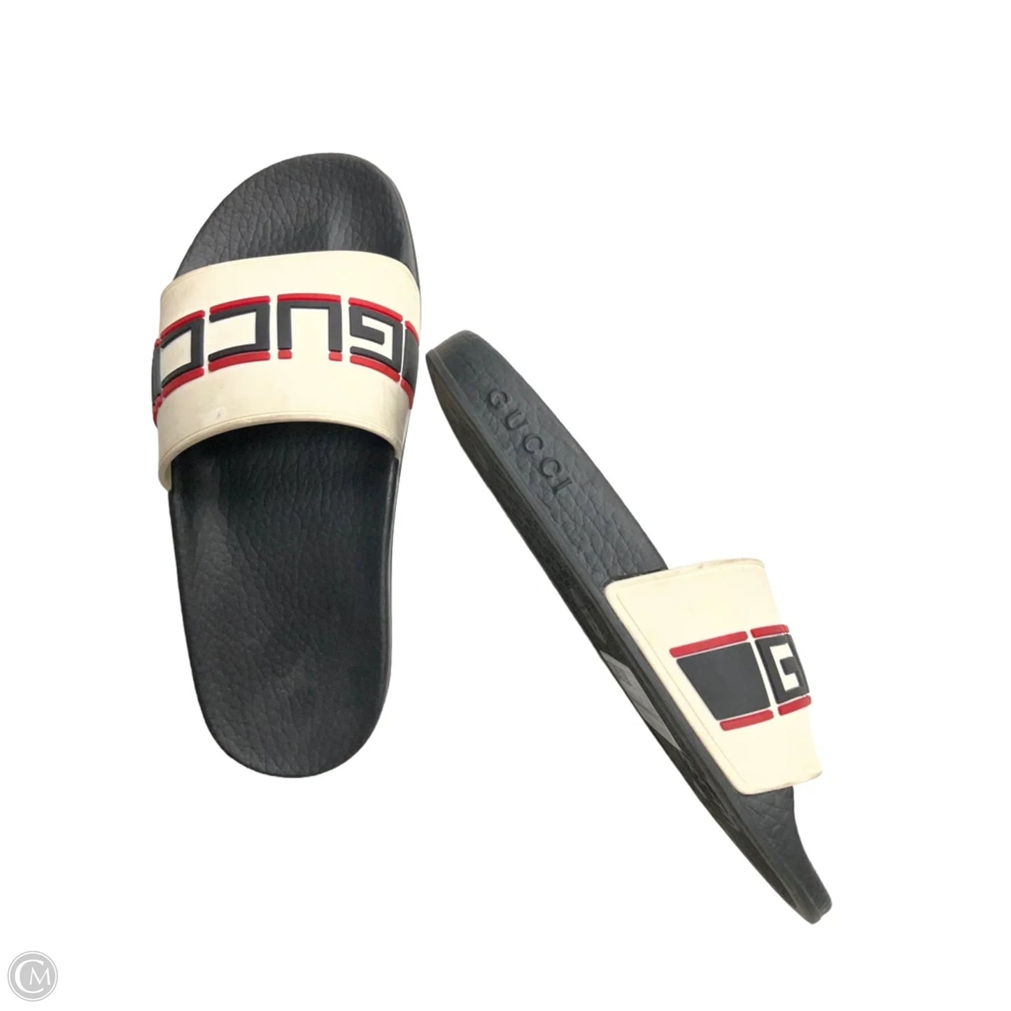 Sandals Luxury Designer By Gucci In Black & White, Size: 6